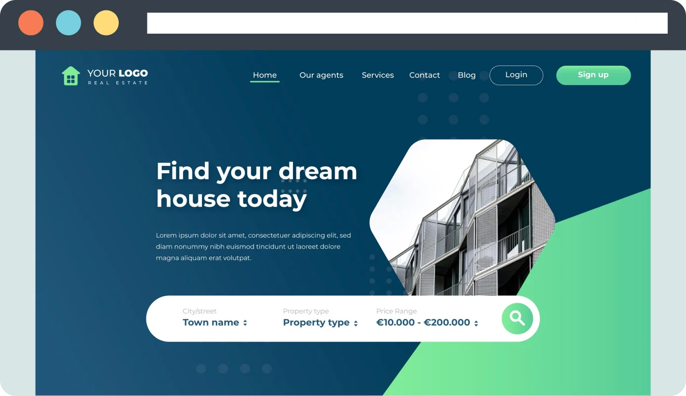 real estate website homepage